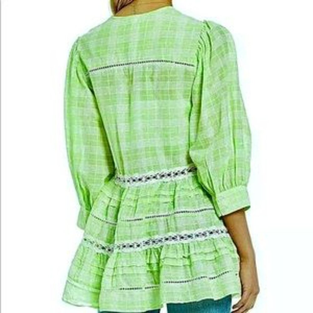 Free People Time Out Deep V Neck Lace Trim Top NWOT - Picture 5 of 14